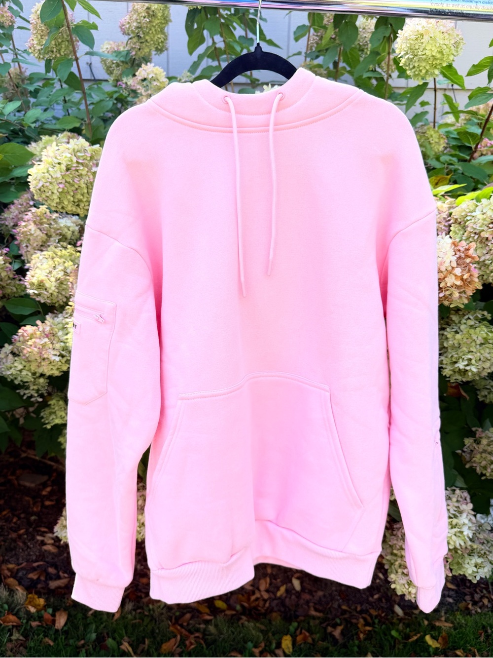 Comfrt Pastel Pink Pullover Hoodie with Kangaroo Pocket and built in sleep mask